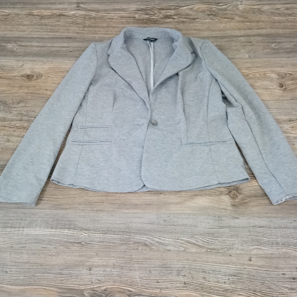 Gray Long Sleeve Button Blazer Jacket - image 2